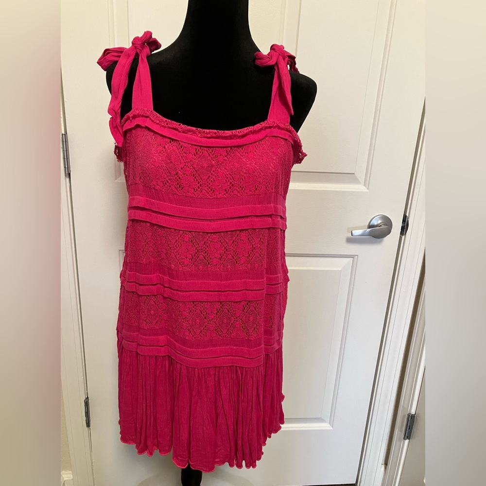 Hot Pink Sun Dress size L … seam to seam across 20inches Length 24 inches